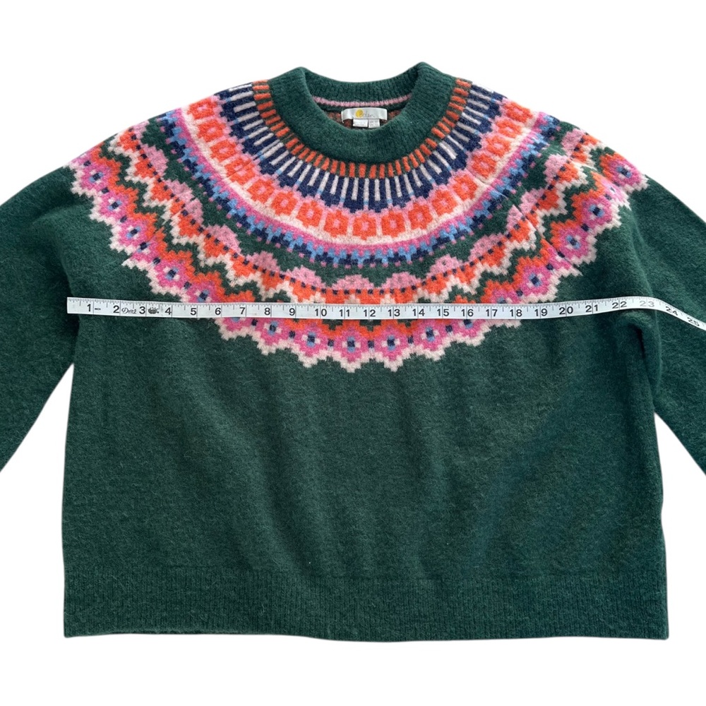 BODEN Fair Isle Hunter Green Pink Orange Alpaca Blend Sweater - Picture 10 of 12